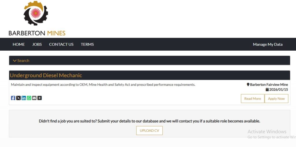 Barberton Mines Engineering Learnership Programme